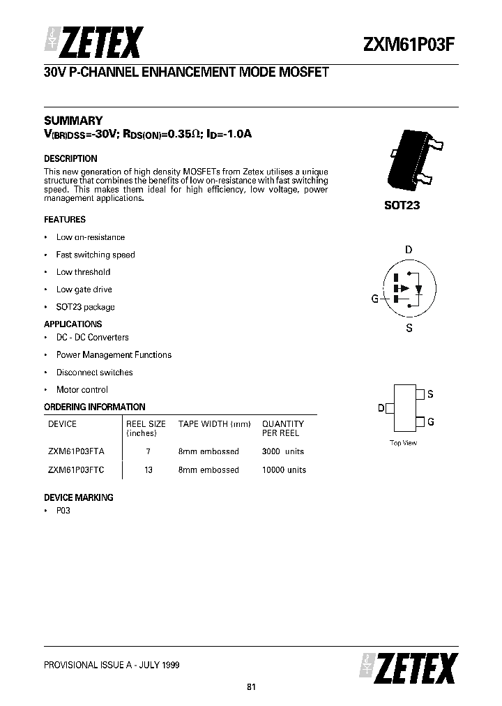 ZXM61P03_23216.PDF Datasheet