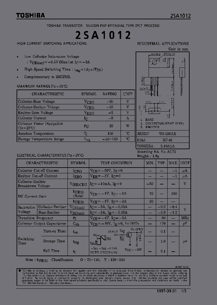 2SA1012_279156.PDF Datasheet