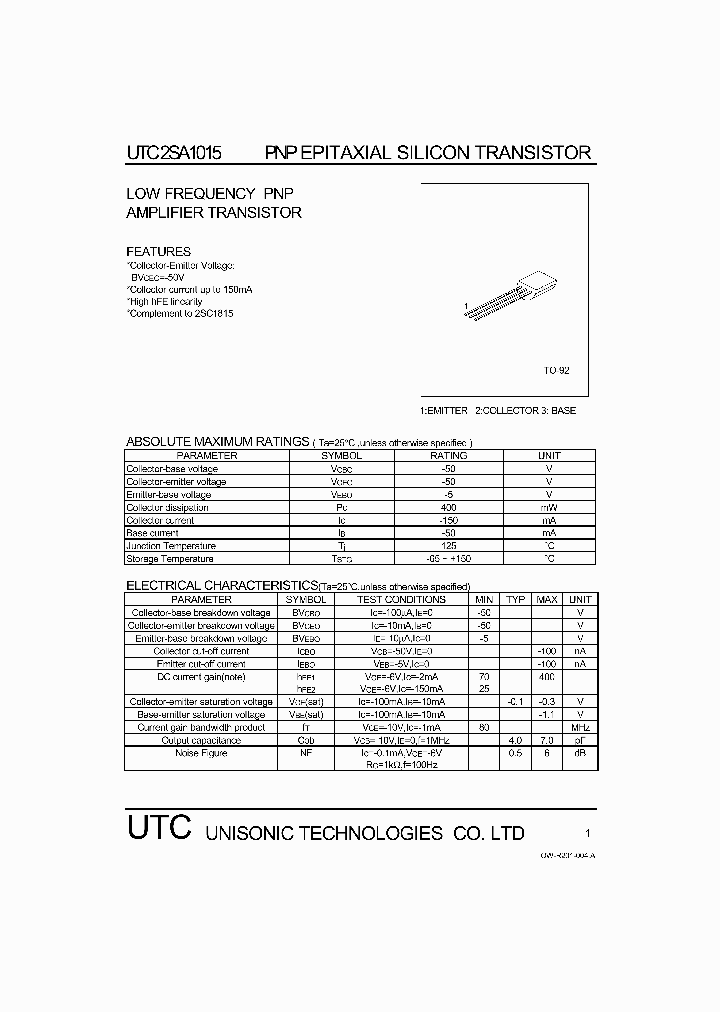 UTC2SA1015_222118.PDF Datasheet