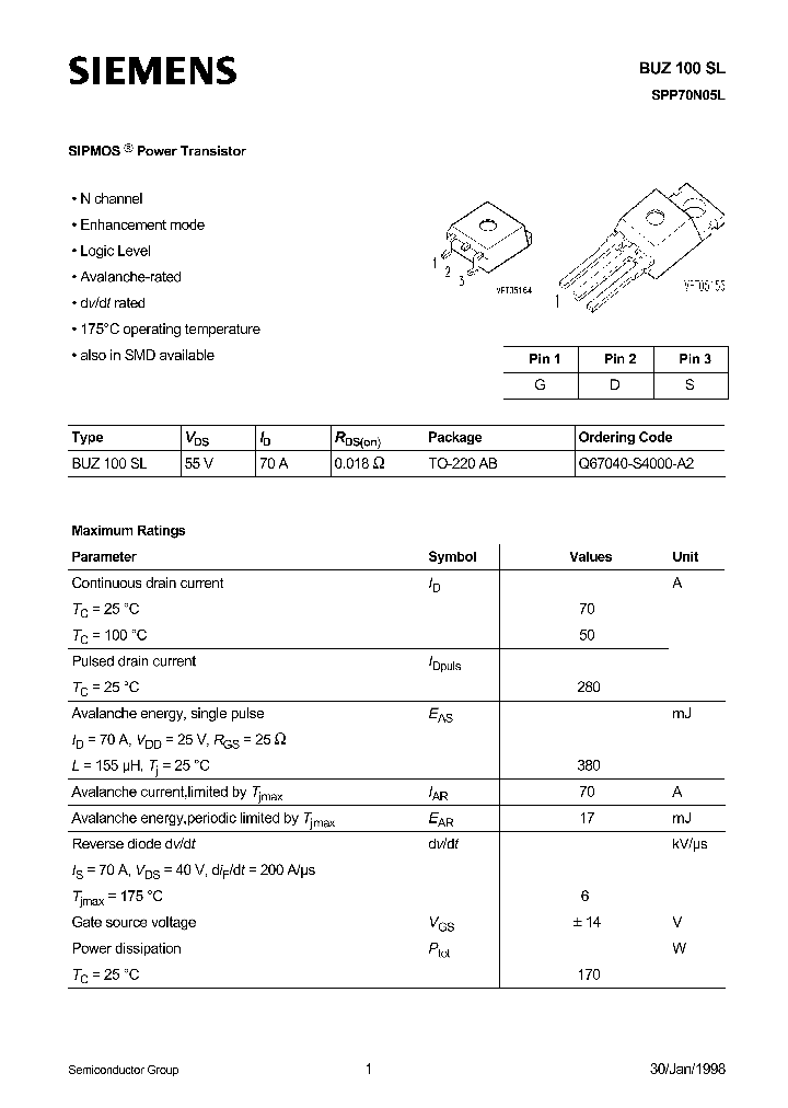 BUZ100SL_292490.PDF Datasheet