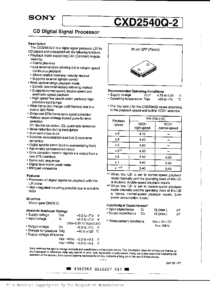 CXD2540Q_294931.PDF Datasheet