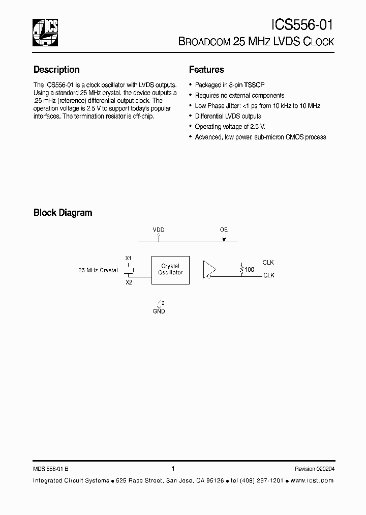 ICS556-01_205610.PDF Datasheet