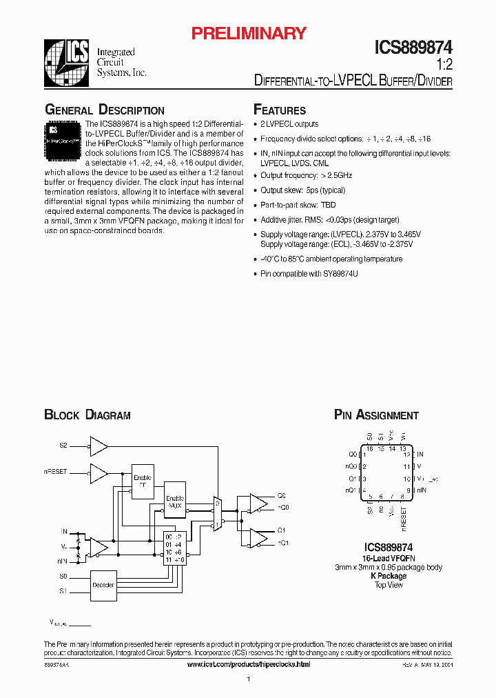 ICS889874_291813.PDF Datasheet