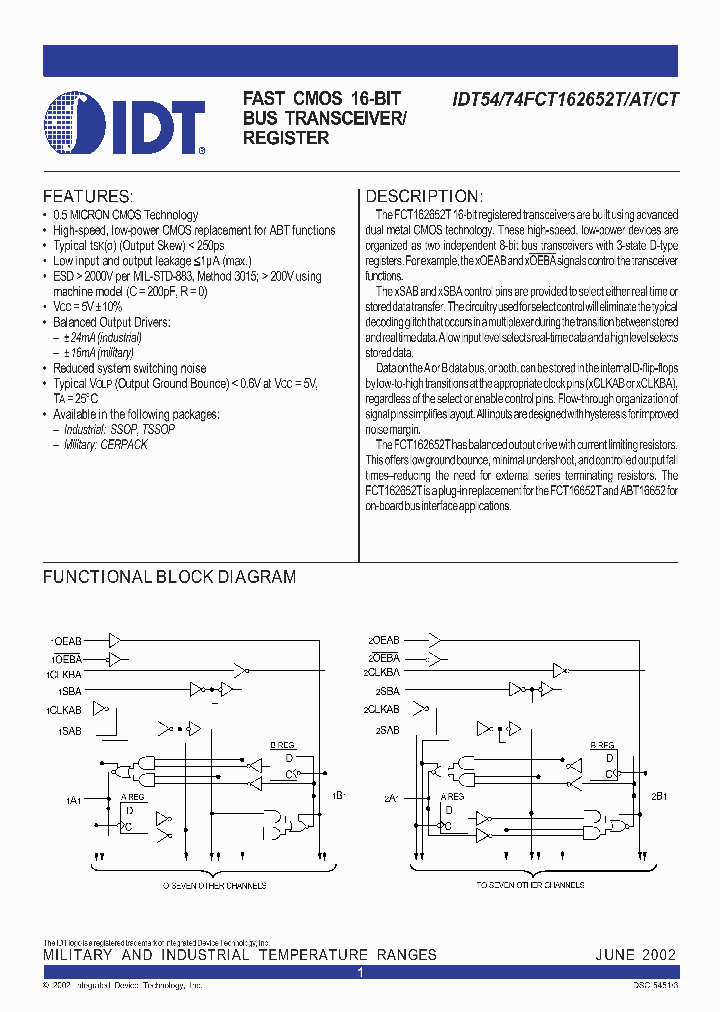 IDT74FCT162652CT_284159.PDF Datasheet