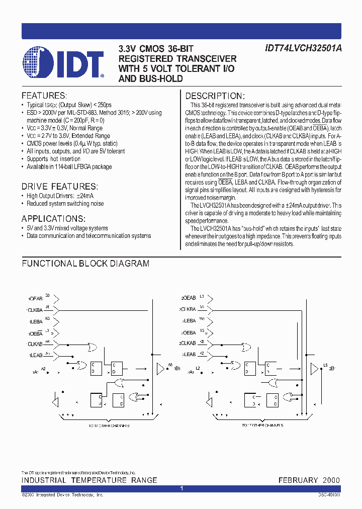 IDT74LVCH32501A_283352.PDF Datasheet