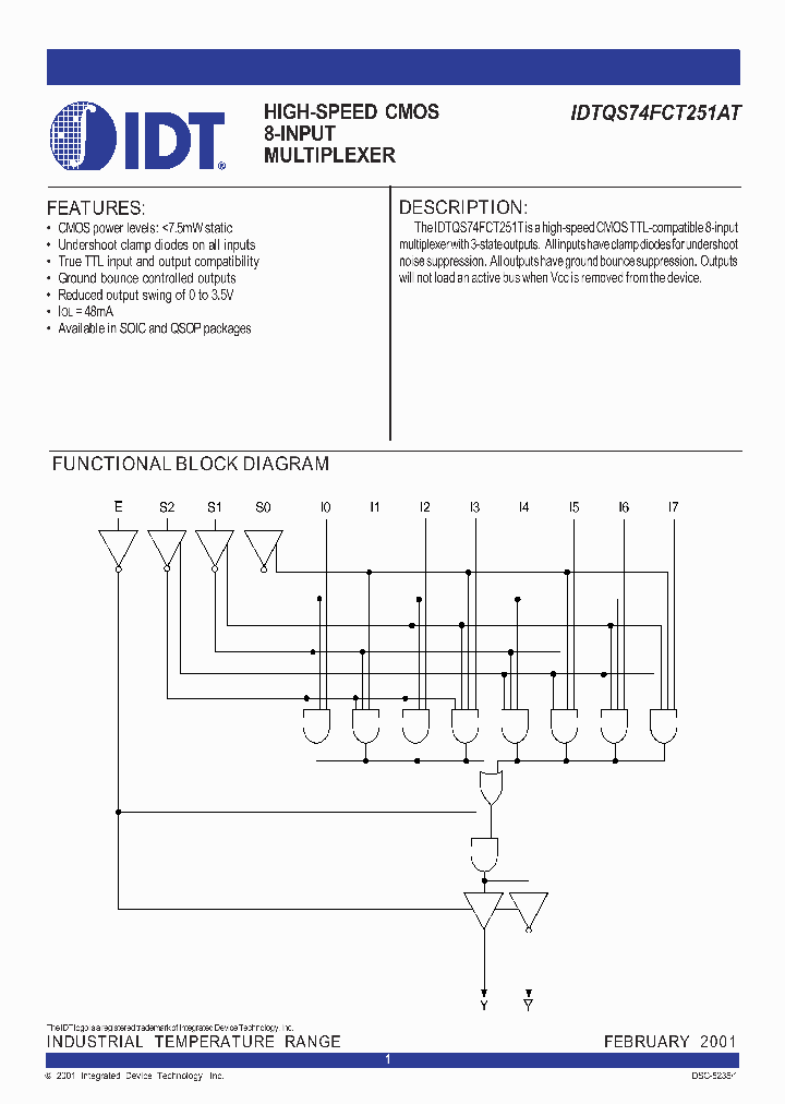 IDTQS74FCT251AT_233404.PDF Datasheet