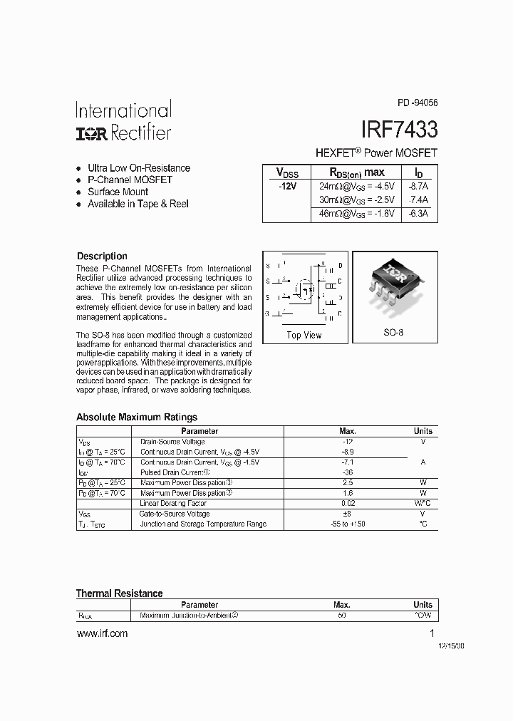 IRF7433_219136.PDF Datasheet