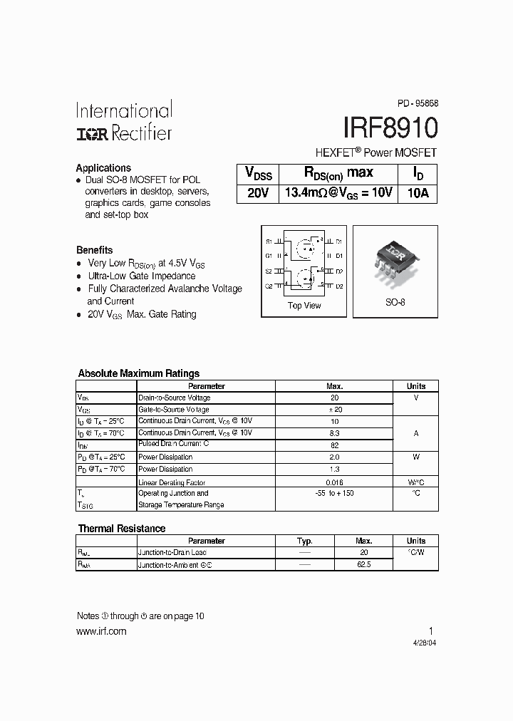 IRF8910_289407.PDF Datasheet