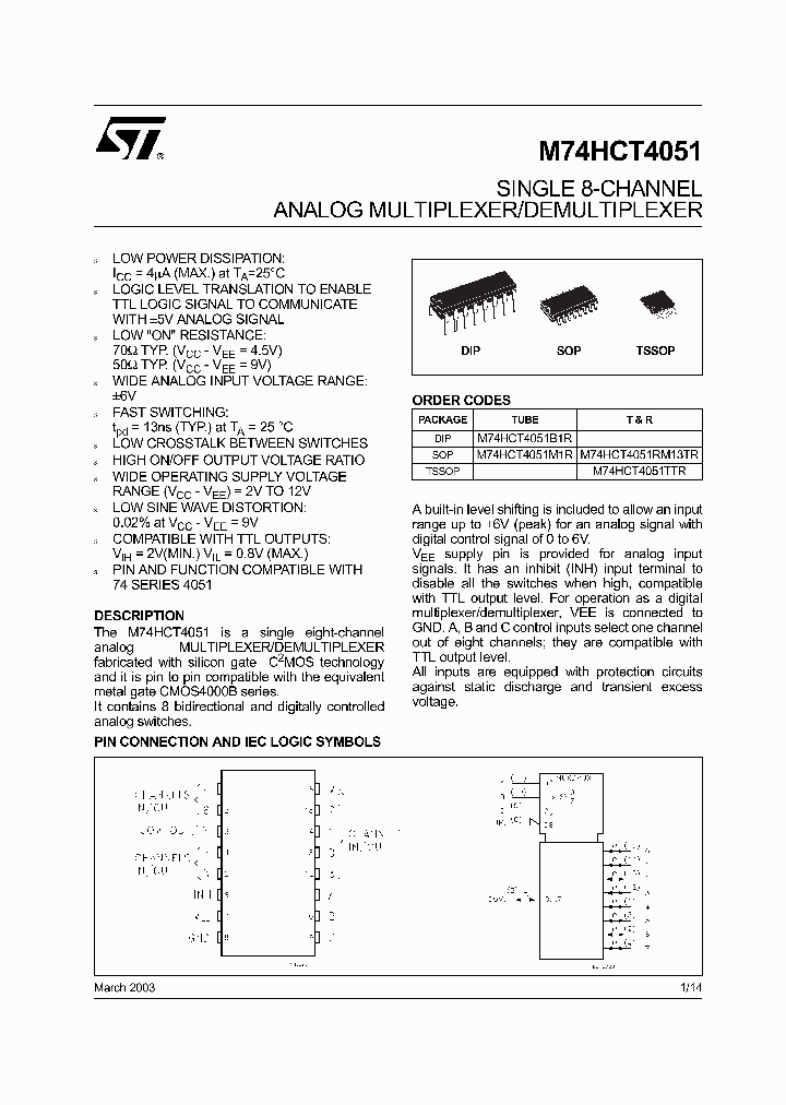 M74HCT4051_279257.PDF Datasheet