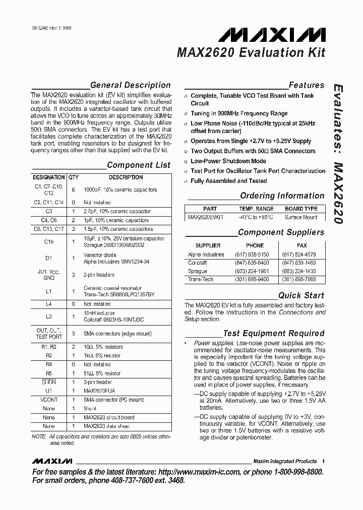 MAX2620EVKIT_284680.PDF Datasheet