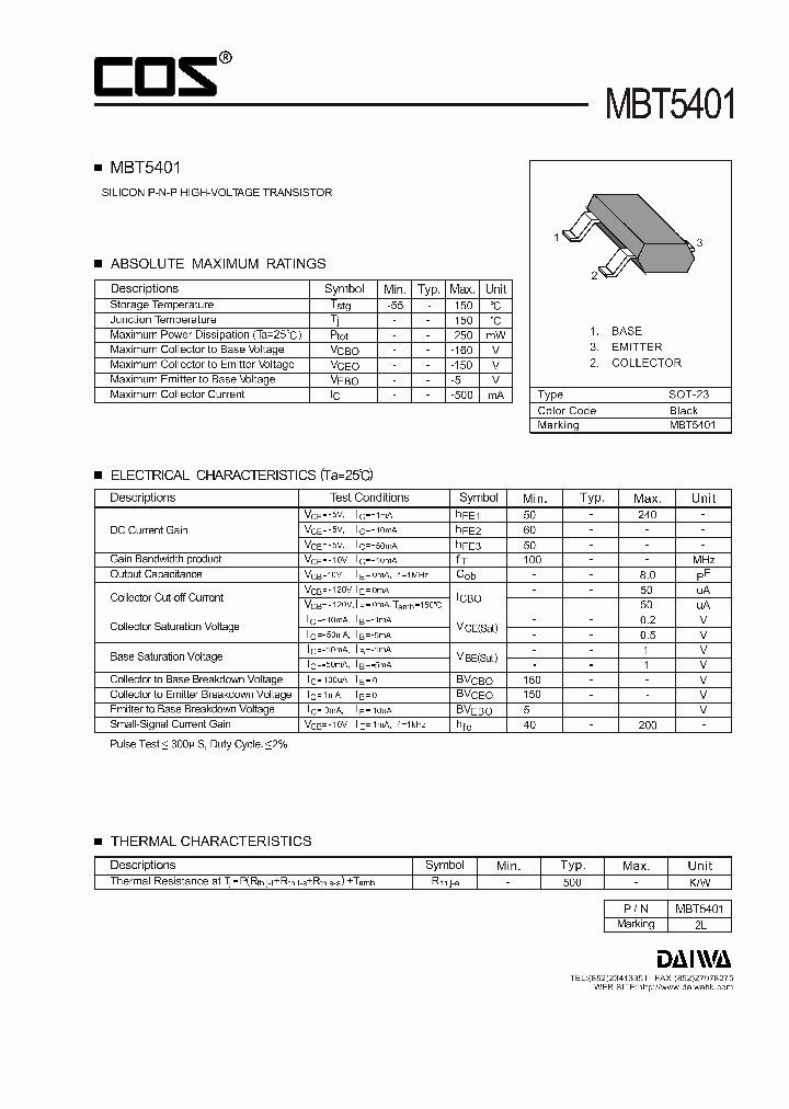 MBT5401_286350.PDF Datasheet