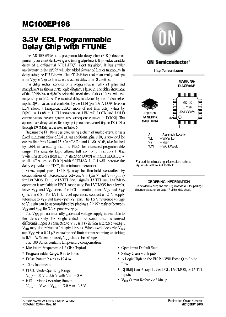 MC100EP196_281093.PDF Datasheet