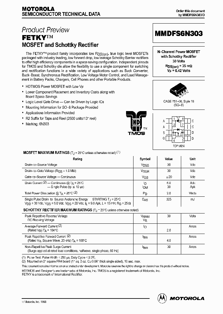 MMDFS6N303D_290890.PDF Datasheet