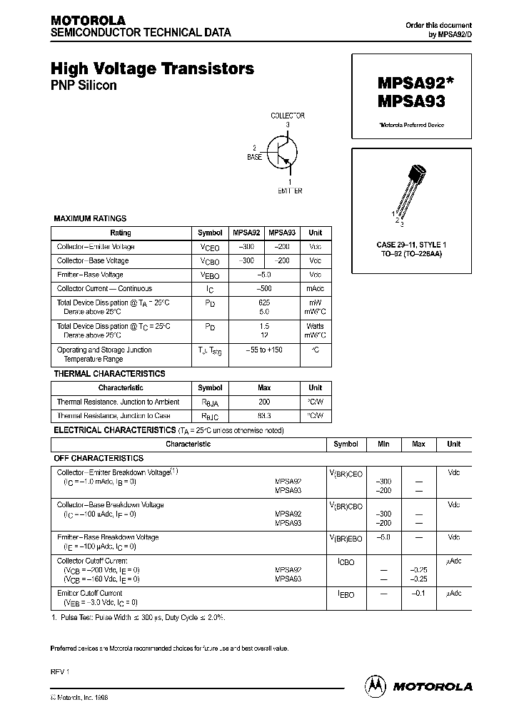 MPSA92D_305425.PDF Datasheet