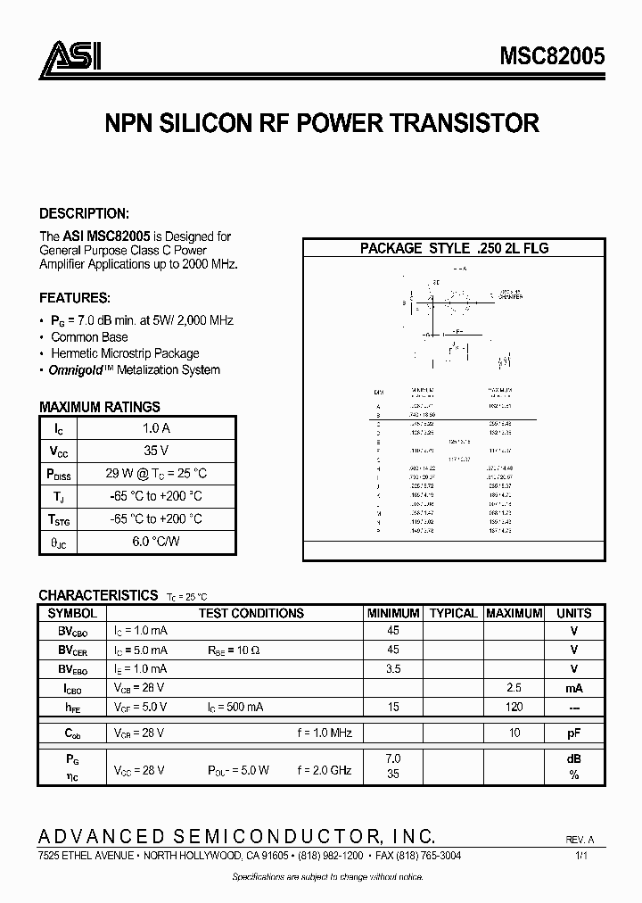 MSC82005_285979.PDF Datasheet