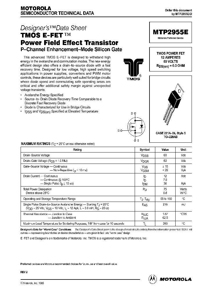 MTP2955ED_291088.PDF Datasheet