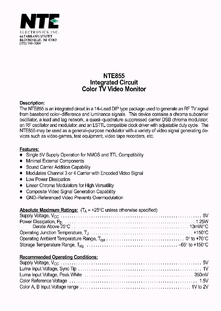 NTE855_294951.PDF Datasheet