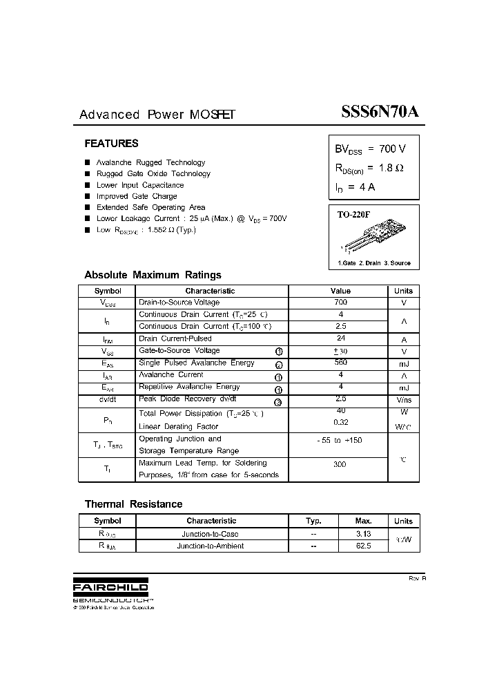 SSS6N70A_266891.PDF Datasheet