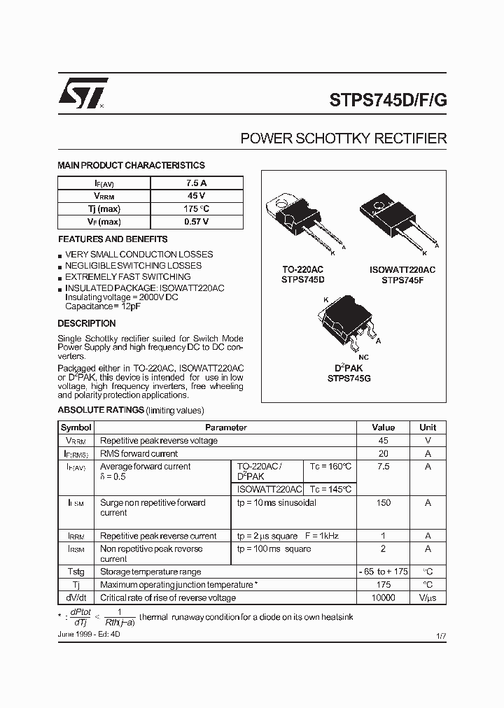 STPS745G_265922.PDF Datasheet