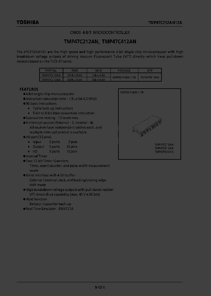 TMP47C412AN_295266.PDF Datasheet