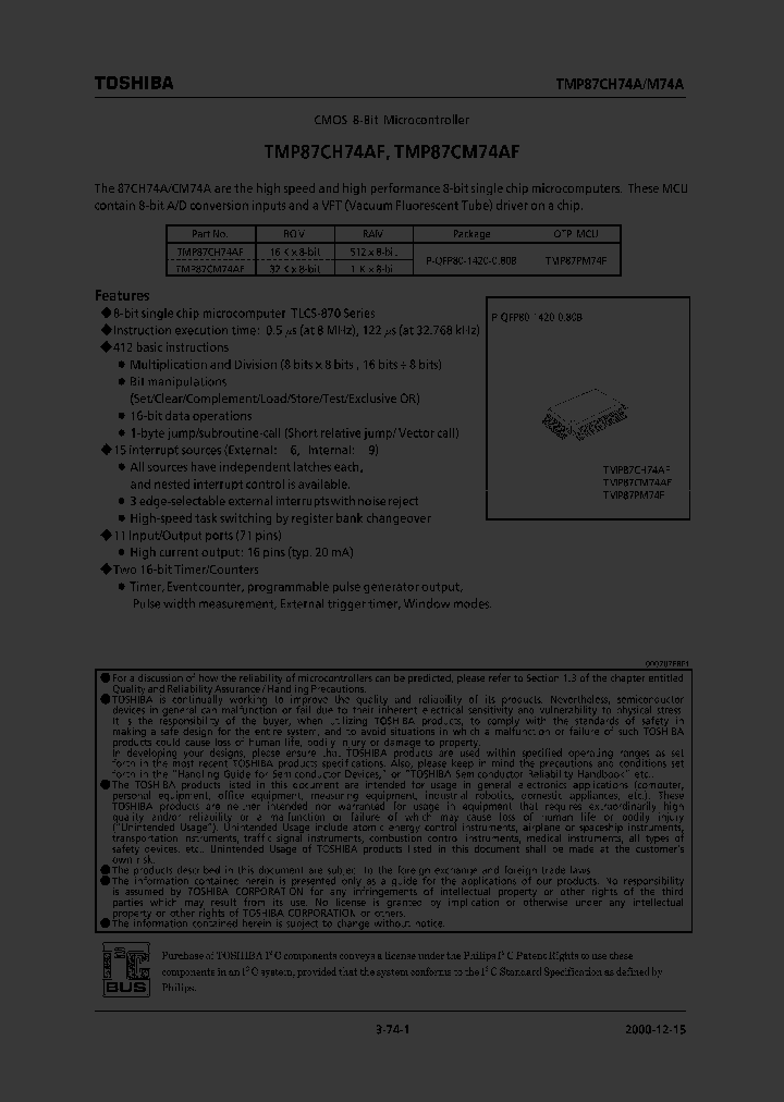 TMP87CH74AF_268960.PDF Datasheet