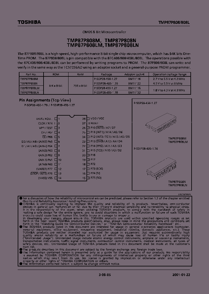 TMP87P808LN_259261.PDF Datasheet