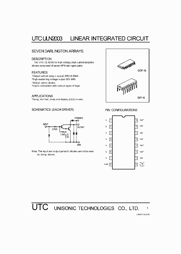 UTCULN2003_258190.PDF Datasheet