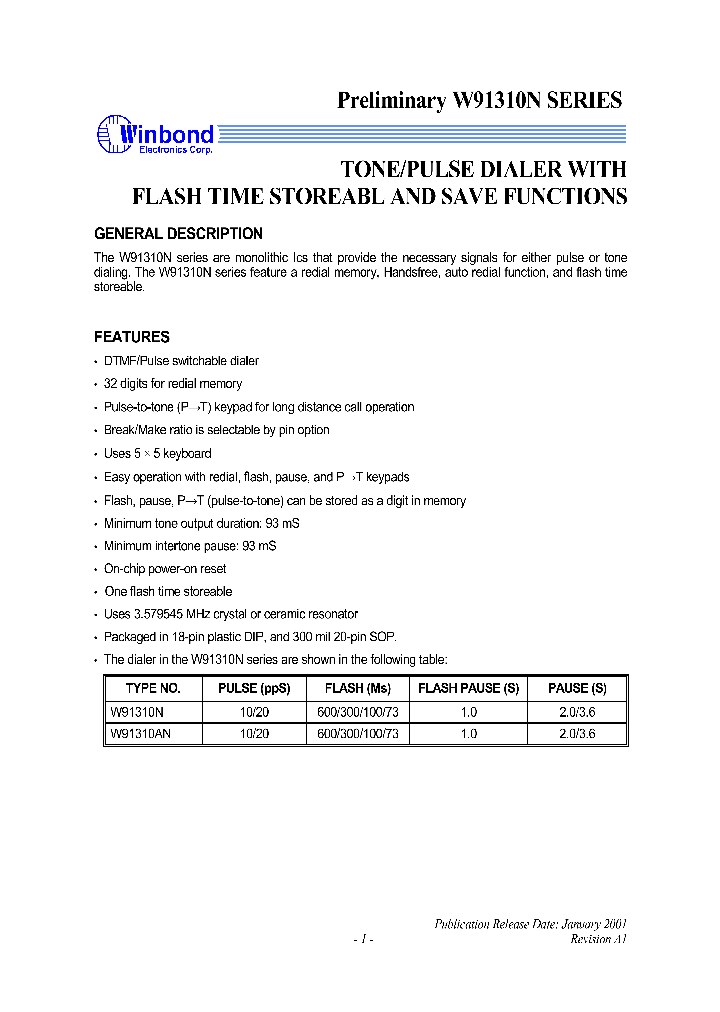 W91310N_276250.PDF Datasheet