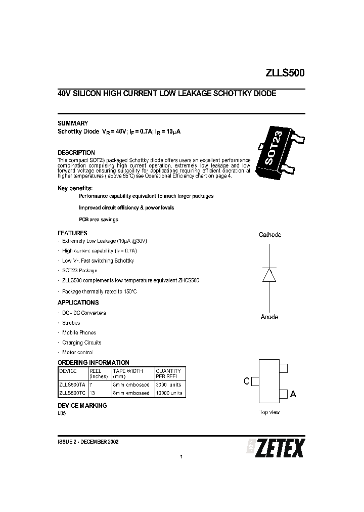 ZLLS500_274927.PDF Datasheet