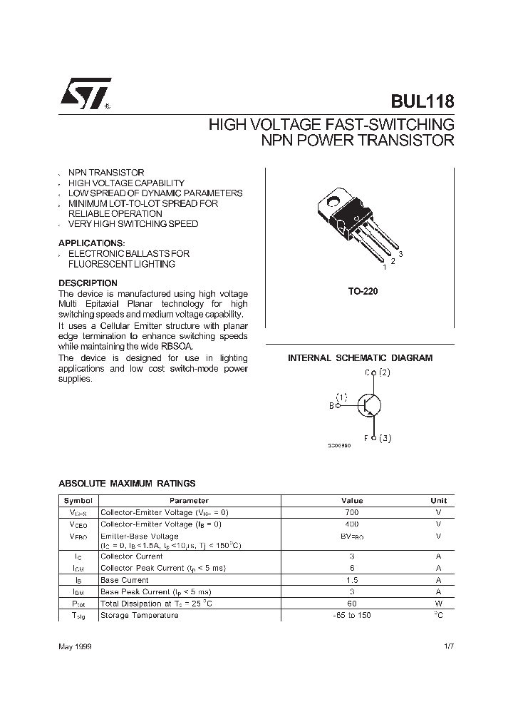 BUL118_247878.PDF Datasheet