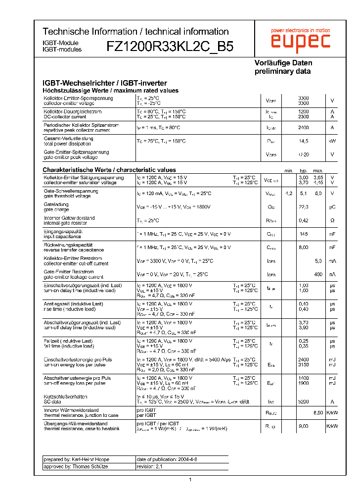 FZ1200R33KL2C-B5_216902.PDF Datasheet