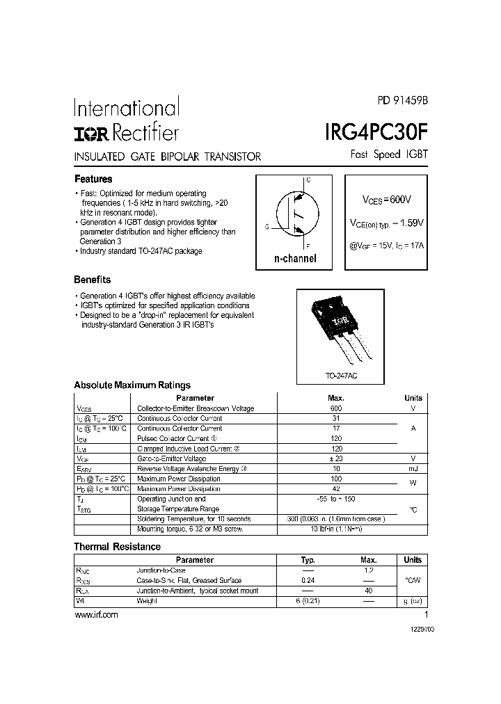IRG4PC30_244760.PDF Datasheet