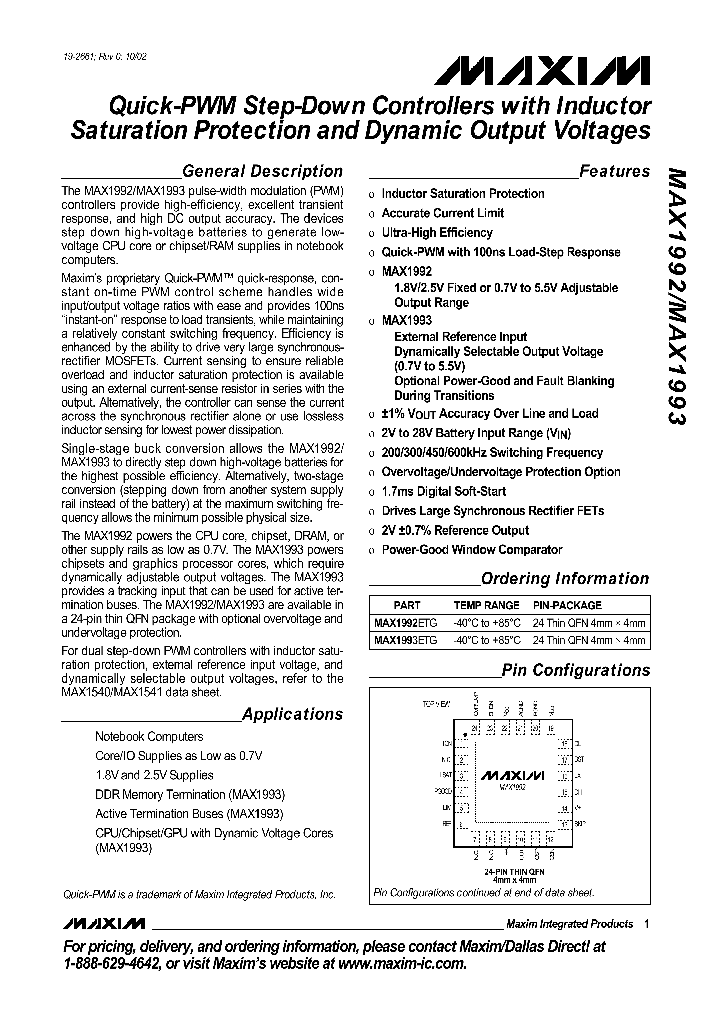 MAX1992ETG_239789.PDF Datasheet