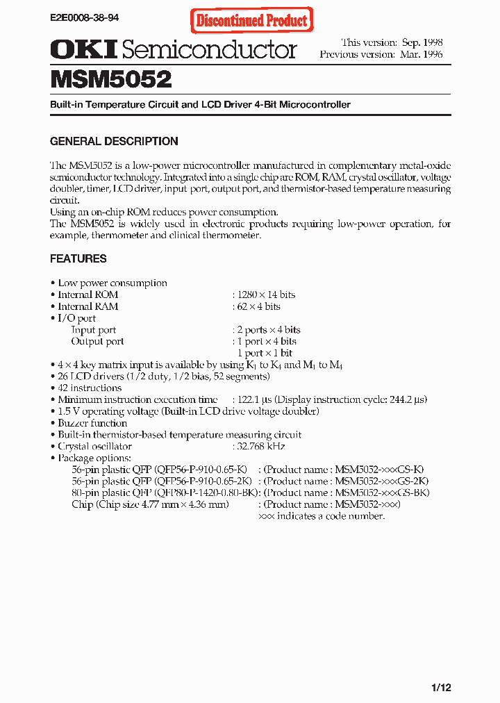 MSM5052-XXX_243536.PDF Datasheet