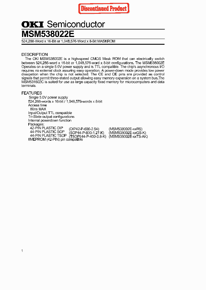 MSM538022E_270674.PDF Datasheet