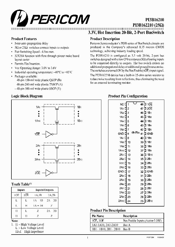 PI3B16210_247219.PDF Datasheet