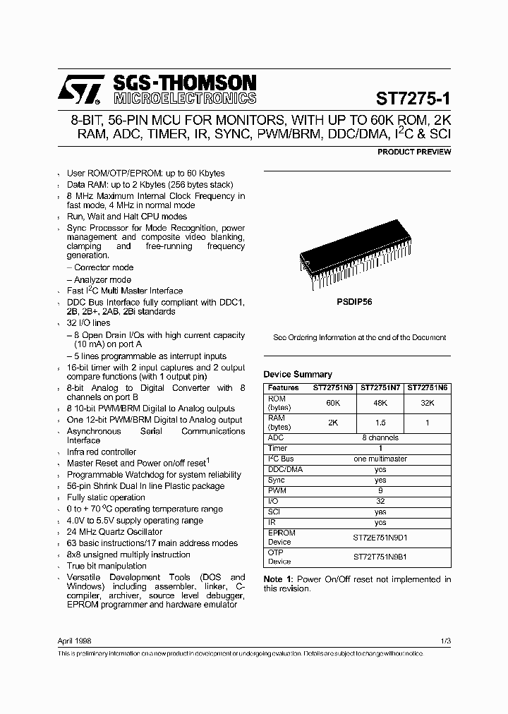 ST72E751N9D1_241938.PDF Datasheet