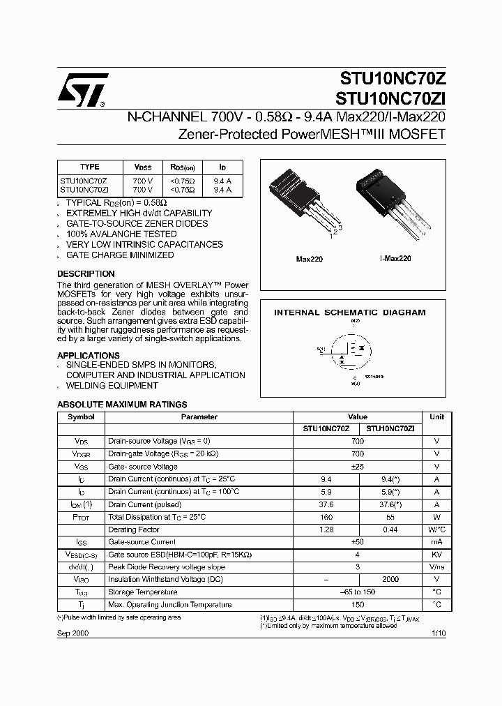 STU10NC70Z_240263.PDF Datasheet