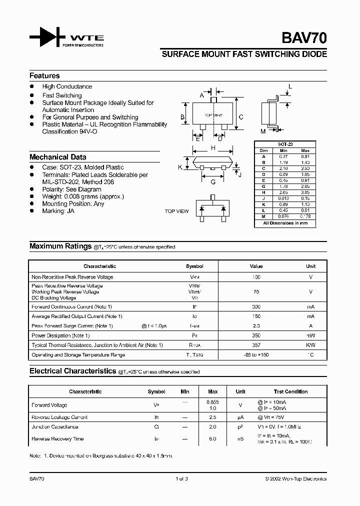 BAV70-T1_214512.PDF Datasheet