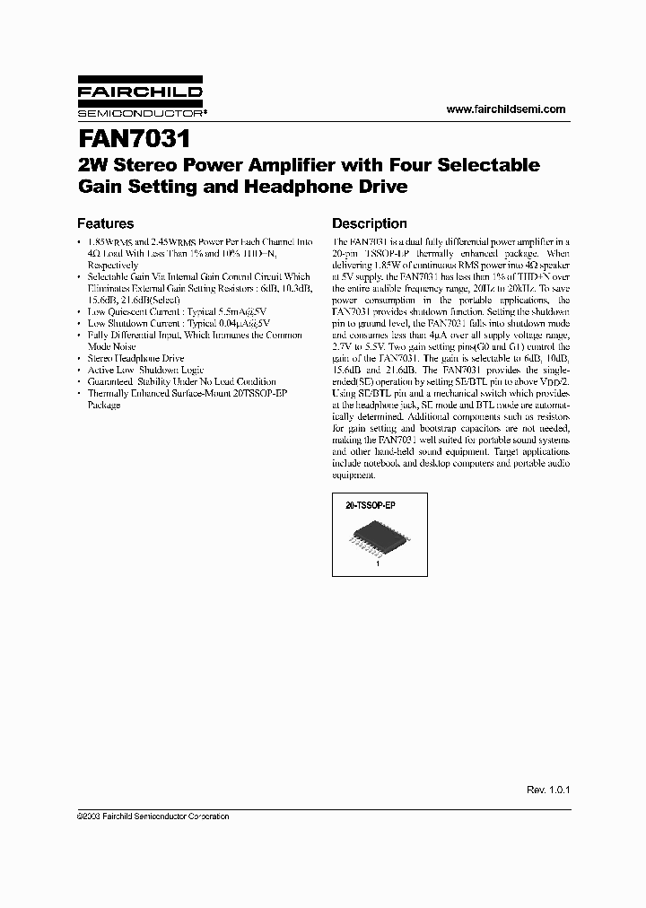 FAN7031MTF_214069.PDF Datasheet