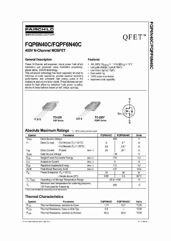 FQP6N40C_237190.PDF Datasheet