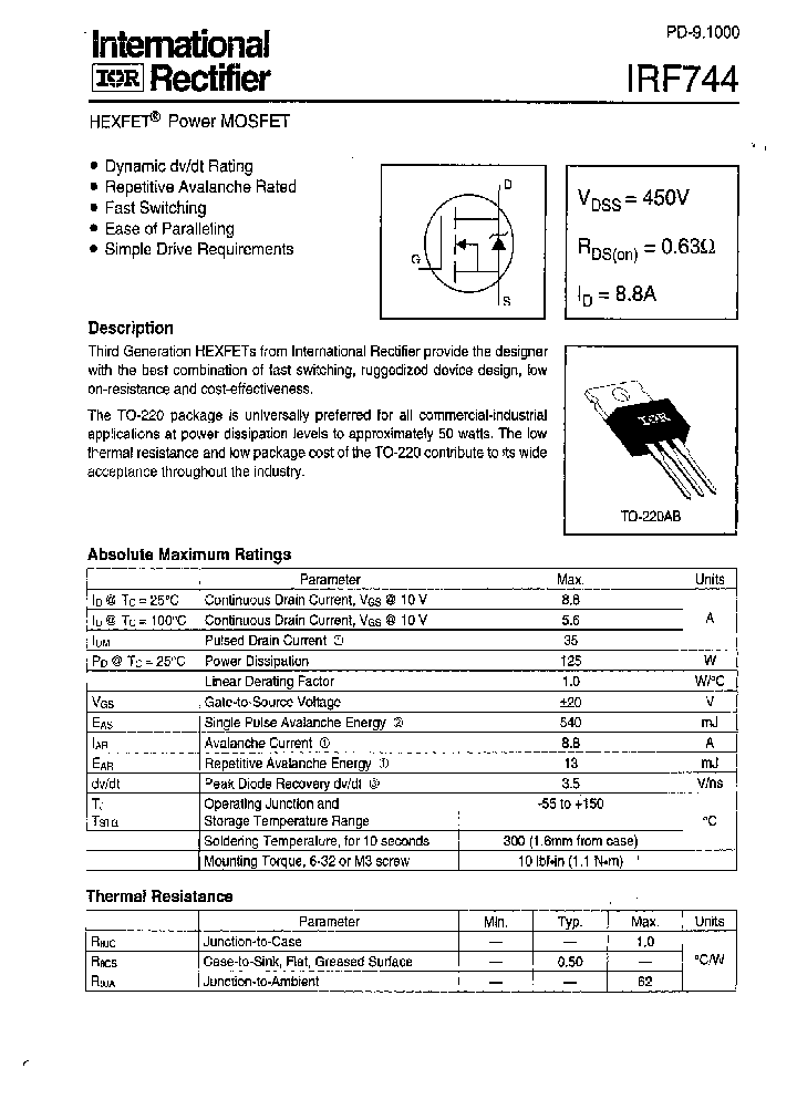 IRF744_218512.PDF Datasheet