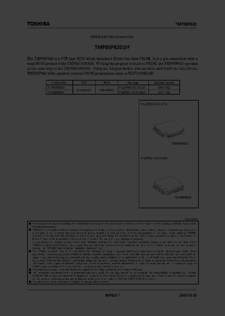 TMP86P820F_212996.PDF Datasheet