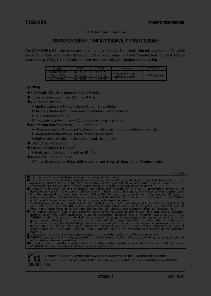 TMP87CM38N_246911.PDF Datasheet