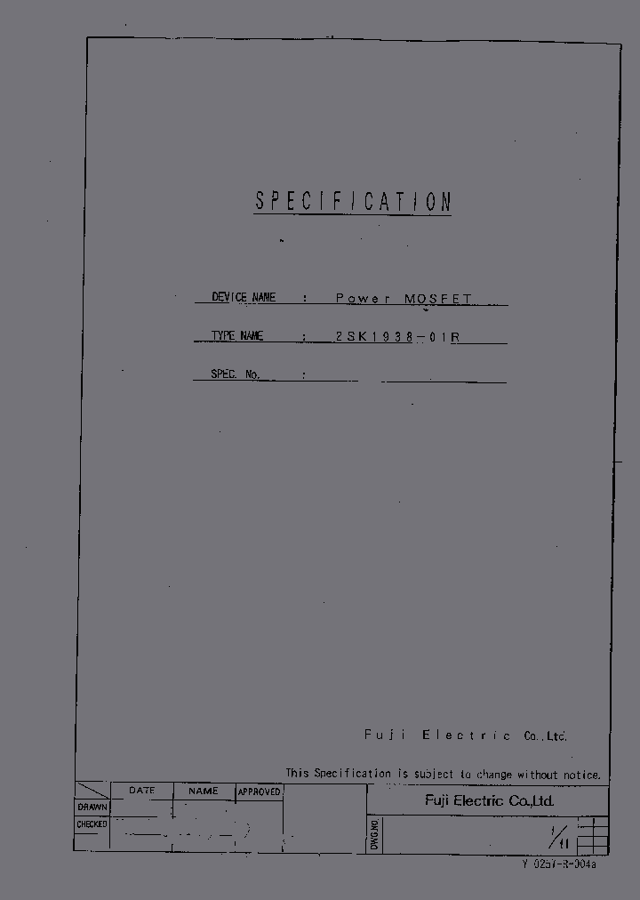 2SK1938_318780.PDF Datasheet