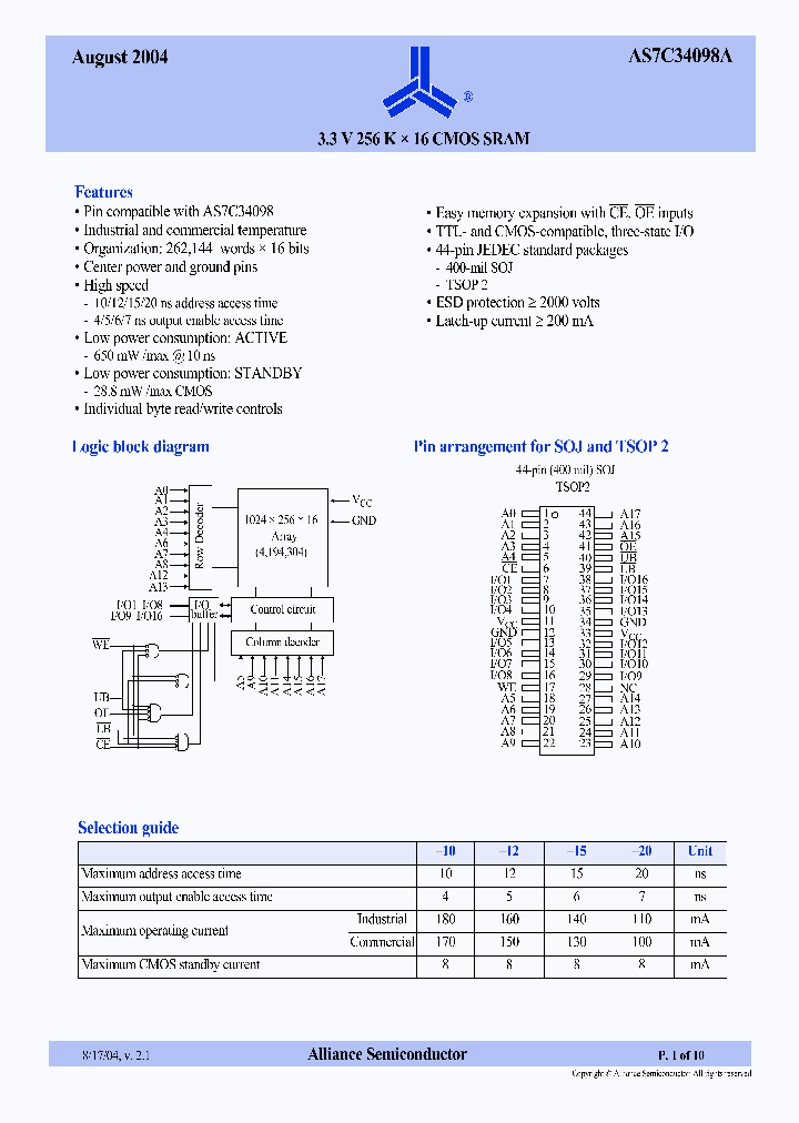AS7C34098A_199908.PDF Datasheet
