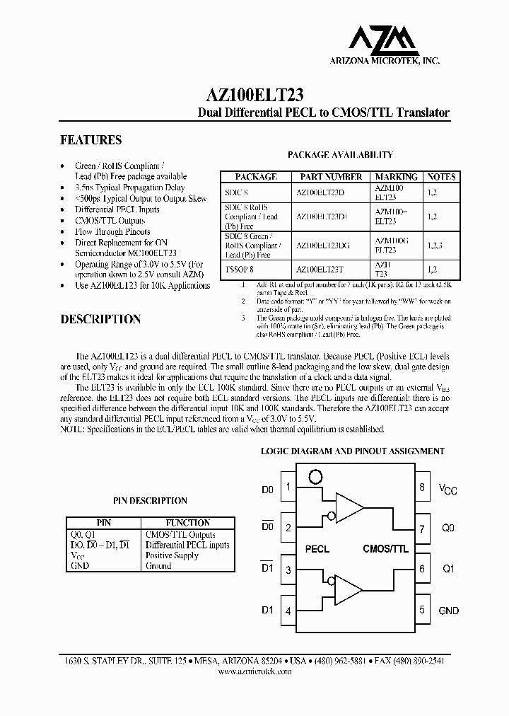 AZ100ELT23_357716.PDF Datasheet