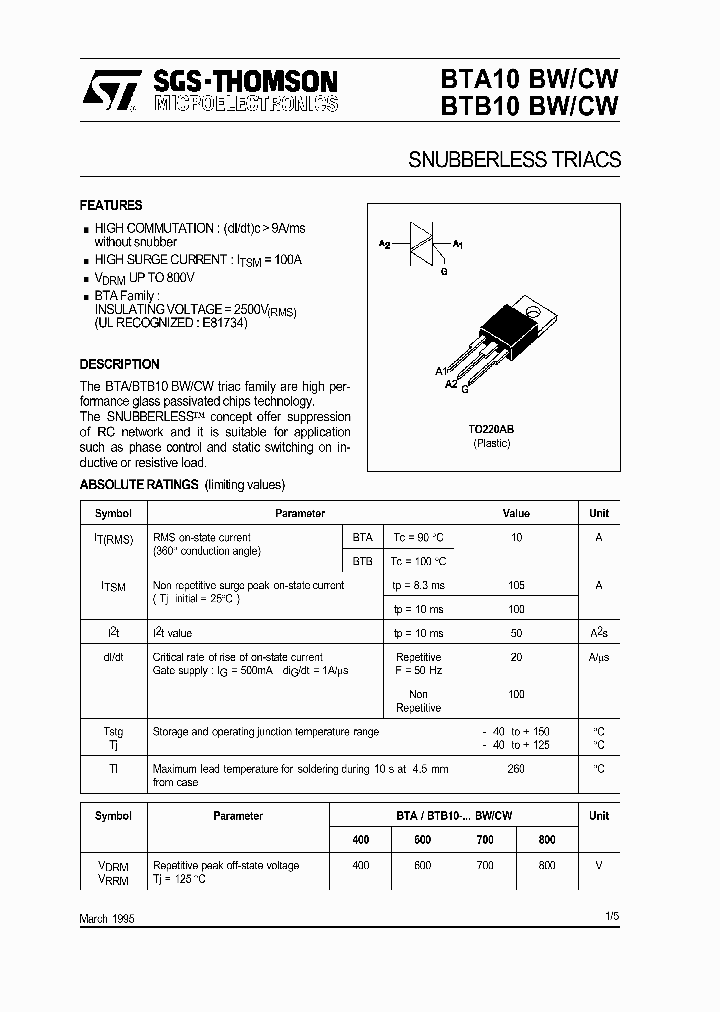 BTB10CW_198840.PDF Datasheet