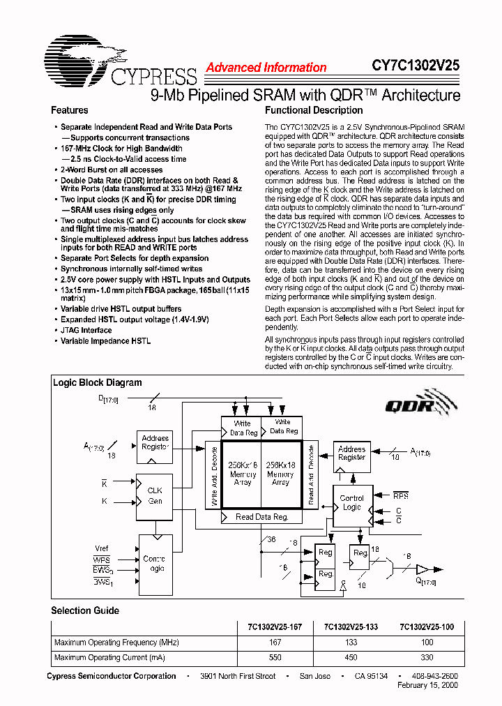 CY7C1302V25_317637.PDF Datasheet