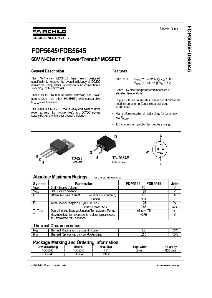 FDB5645_309294.PDF Datasheet
